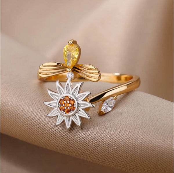 A Little Sunshine for Stressful Days - Sunflower Calm Ring