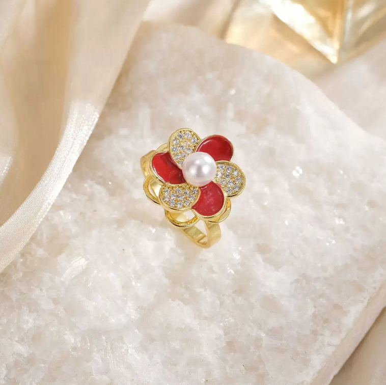Calm Blossom Anxiety Ring - floral spinner ring for stress relief